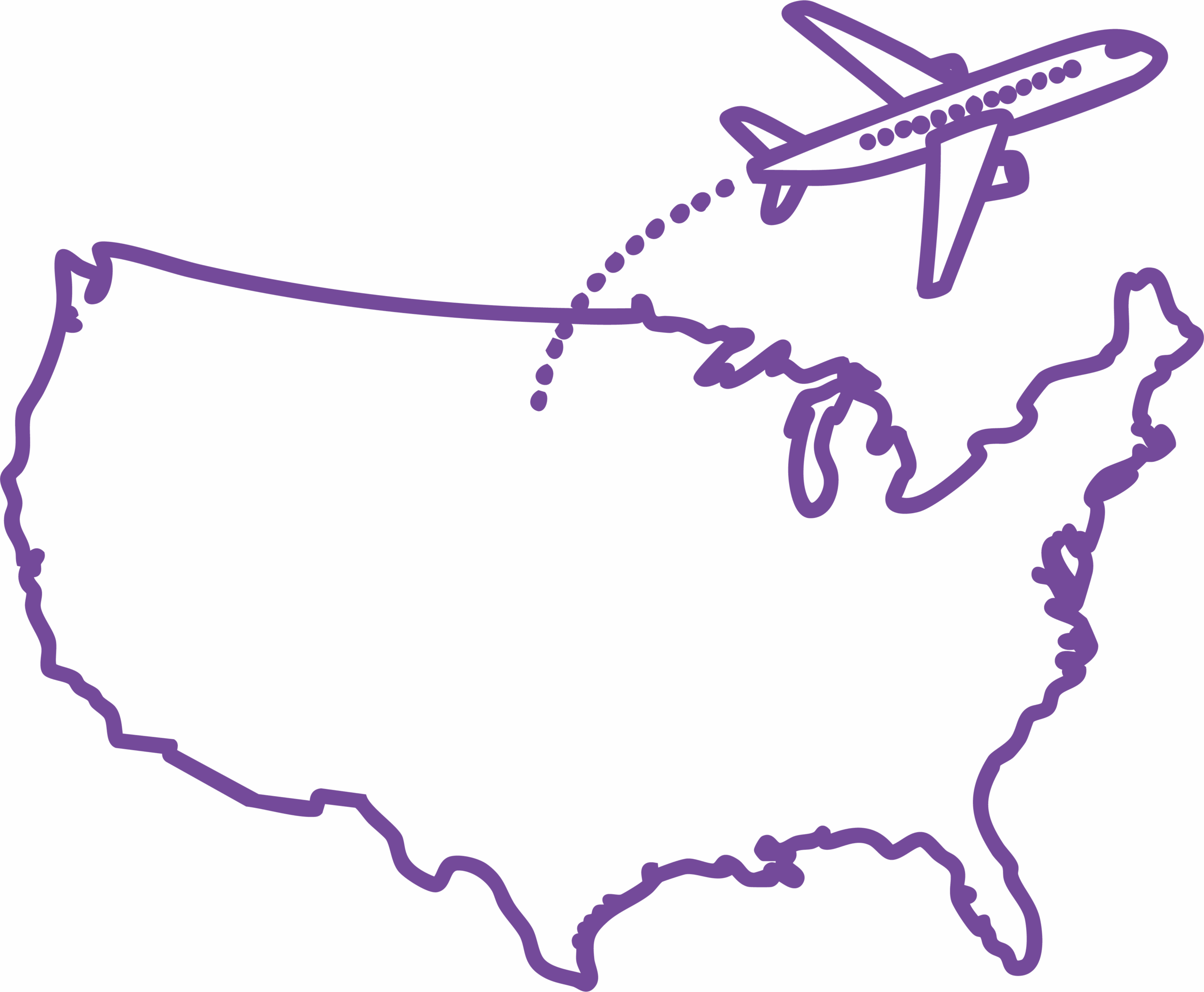 Image of the United States with a plane flying over it.