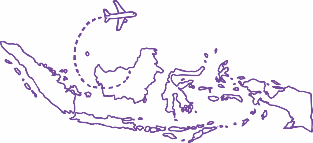 Indonesia with a plane flying over.